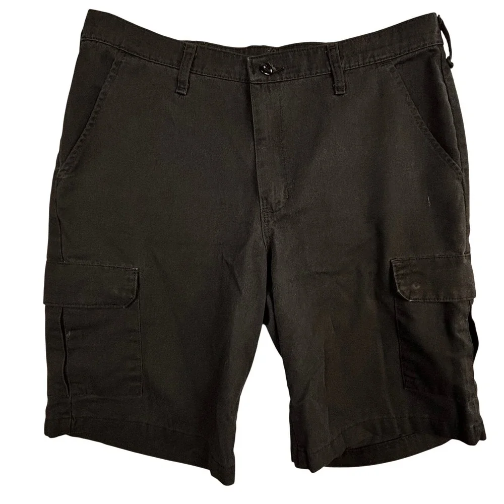Red Kap Mens Black Cargo Shorts Workwear Flat Front Size 35 0797